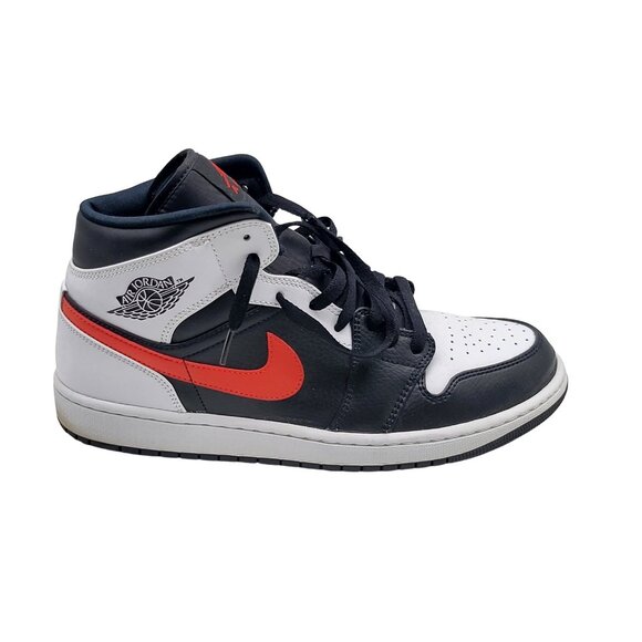 Nike Air Jordan 1 Mid Mens Size 11 Black Red White Sneakers Bred Toe‎ 554724-075 main image 7